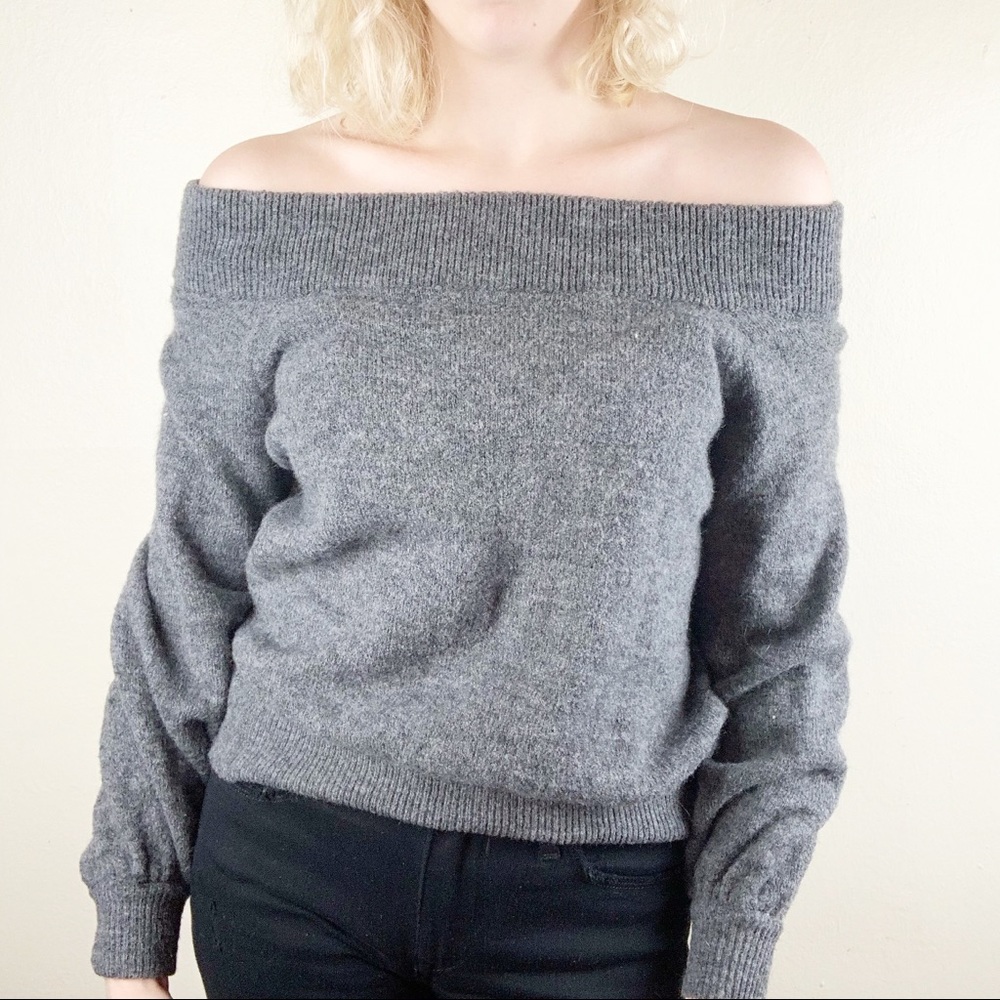 H&M Dark Gray off the shoulder knit sweater